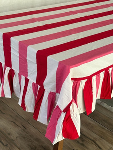 Pink Red and White Nautical Stripe Pattern Blue Indian <b>Tablecloth</b> Wedding <b>Tablecloth</b> Striped Cotton <b>Tablecloth</b> - Product Image 4