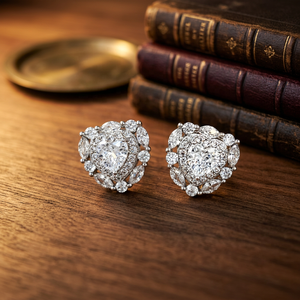 Boucles d'oreilles clous en cristal taille cœur, en alliage plaqué rhodium, bijoux romantiques pour femmes, pour mariage et soirée, placage multicolore - Product Image 3