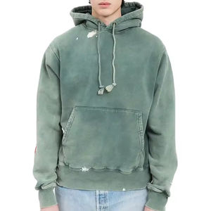Fabricantes de Ropa: Sudaderas con Capucha para Hombre al por Mayor, Personalizadas, con Efecto Desgastado por el Sol, de Corte Cuadrado, Hombro Caído, Oversize, Casual y Lavadas - Product Image 1