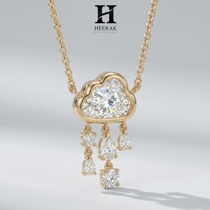 Collier pendentif fantaisie nuage et goutte de pluie en diamant plaqué or 14 carats, pendentif ludique pour femme, bijoux de mode - Product Image 4
