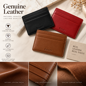 Genuine Leather Slim Card Holder <b>Wallet</b> with Multi-Slot ID Case Card Protectors & Money Storage Custom Logo for Daily <b>Travel</b> - Product Image 6