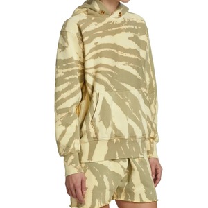 Custom Women Oversized Hoodie Yellow Tiger Tie Dye Cotton French Terry Pullover Sweatshirt <b>Button</b> Neck OEM Wholesale - Product Image 5