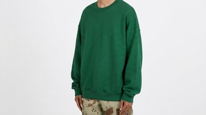 Sweat-shirt à col rond surdimensionné pour homme, couleur unie, coton, molleton français, pull décontracté, vêtements d'automne - Product Image 2