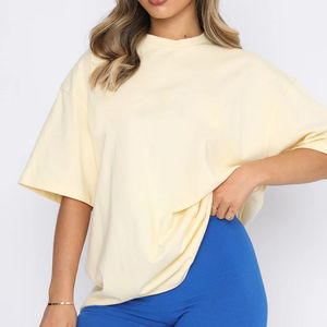 Camiseta Extra Grande de Algodón Súper Suave para Mujer, Cuello Redondo Informal, Hombros Caídos, Camiseta Deportiva Holgada para Mujer - Product Image 2