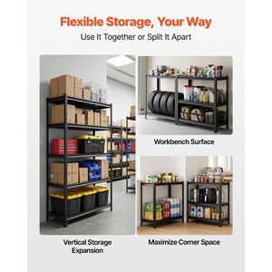 Étagères de garage robustes à 5 niveaux réglables, capacité de 3000 lb, étagère de rangement utilitaire en métal - Product Image 4