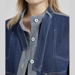 Chaqueta vaquera de invierno extragrande con logo personalizado para mujer, estilo boyfriend, manga larga, ajuste holgado, reversible - Product Image 5