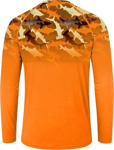Rashguard à manches longues pour homme, camouflage orange, séchage rapide, imprimé par transfert thermique, UPF50+, écologique, antibactérien - Product Image 2