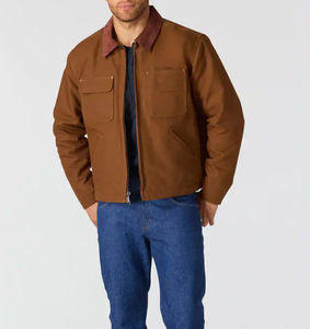 Chaqueta de Mezclilla para Hombre, Cuello Alto, Cierre de Cremallera, Lona Impermeable y Resistente al Viento, Ropa Casual para Exteriores, Marca Privada OEM, Estilo Urbano - Product Image 2
