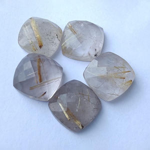 Piedra Preciosa de Rutilo Dorado Natural de Calidad, Corte Cojín, Calibrada, con Reverso Plano para Joyería - Product Image 1