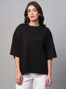 Top Corto Holgado con Bolsillos para Mujer |   Camiseta de Manga Corta y Cuello Redondo |   Casual, Mezcla de Algodón, Básico - Product Image 2