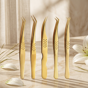Pince à épiler dorée pour extensions de cils, outils d'isolation de précision pour cils volumineux, pour artistes en extensions de cils professionnels et salons de beauté - Product Image 3