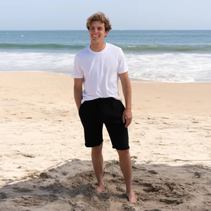 Shorts de Algodón Terry de Primera Calidad para Hombre, Color Negro Sólido, Logotipo Personalizado, Proveedor Mayorista - Product Image 3