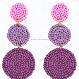 Pendientes de Aro con Cuentas Azules Estilo Boho |   Lindos pendientes artesanales de varias capas |   Joyería de Cristal con Pedrería Personalizada Unisex para - Product Image 5