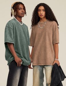 T-shirt homme personnalisé avec logo, effet délavé, en vente, produit tendance, col rond, faible quantité minimum de commande. - Product Image 4