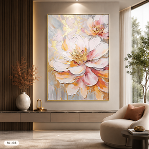 HALO Original – impression d'art sur toile florale moderne, peinture murale de fleurs peinte à la main, peinture encadrée, décoration de la maison F6-C5 - Product Image 5