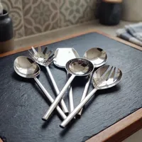 Ensemble de cuillères de service en acier inoxydable pour la cuisine, cuillères à long manche pour la cuisson, le service de soupes, desserts, café, vaisselle de restaurant