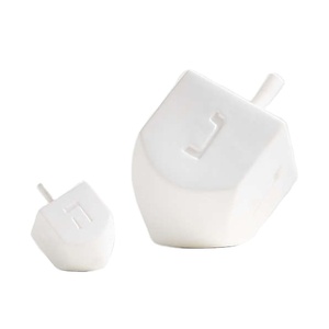 Moderno Juego de Dreidel Blanco para Hanukkah, Elegante Trompo de Cerámica con Letras, Decoración Festiva Judía Única, Juguete Minimalista para Festividades - Product Image 1
