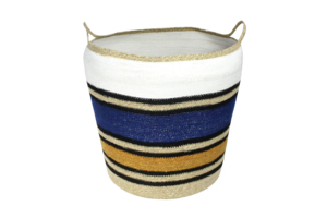 Paniers de rangement en rotin naturel colorés avec poignées, forme ronde, ensemble de 3 paniers multi-usages pour la décoration de la maison - Product Image 2