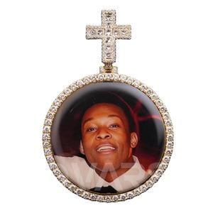 Custom Iced <b>Memory</b> Silver Pendant <b>Necklace</b> Lab Grown Diamond Photo Locket Classic Style Sterling Silver GRA Certified Unisex - Product Image 1