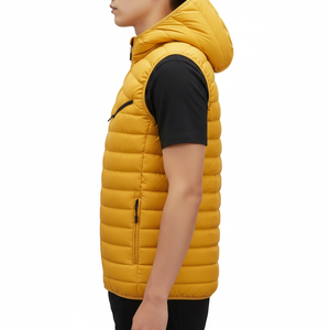 Custom Logo Design Quality Fashion Winter Wear Quilted <b>Packable</b> Puffer Vest Regular Sleeve Puff <b>Jacket</b> Men Plain Dyed Zipper OEM - Product Image 3