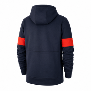 เสื้อฮู้ดสีน้ำเงินกรมท่าแบบสั่งทำพิเศษ พร้อมแถบสีแดงที่แขนเสื้อ ผลิตจากผ้าฝ้ายฟลีซคุณภาพพรีเมียม สำหรับผู้ชาย - Product Image 2
