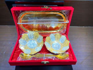 Juego de regalo de tazón de plata bohemio tradicional con cuchara para Diwali - Product Image 4