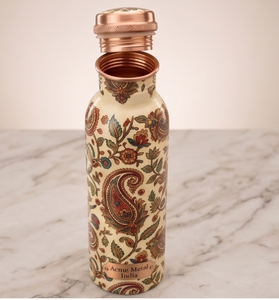 Trendy Paisley Printed <b>Copper</b> Water <b>Bottle</b> Eco Friendly Modern Minimalist Design For Daily Hydration Yoga Gym Travel School Gift - Product Image 2