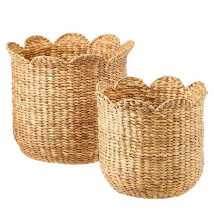 Natural Water Hyacinth <b>Basket</b> Vietnam Handwoven <b>Wicker</b> Storage Organizer with Handles Wholesale Supplier Factory Direct - Product Image 5