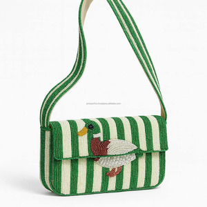 Stud Beaded Lady <b>Shoulder</b> Handbag Luxury Geometric Embroidery Custom Fashion Party Evening Designer Single <b>Strap</b> Hoop Closure - Product Image 4