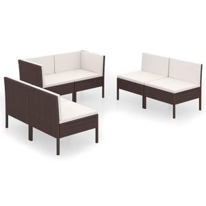 Conjunto de Muebles de Jardín de Ratán Sintético Marrón con Acero con Recubrimiento en Polvo y Poliéster, Muebles de Exterior Duraderos - Product Image 2