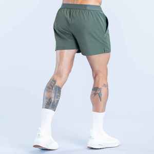 Pantalones Cortos Deportivos de Secado Rápido para Hombre, Color Verde Oliva, con Bolsillos, Cintura Elástica, Tejido Casual - Product Image 4