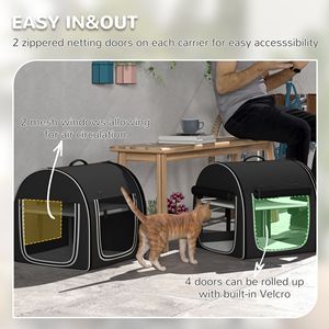 Trasportino Morbido per Animali Domestici da 39 Pollici, Nero, Portatile, a 2 Lati con Divisorio e Due Scomparti, Cuscini Morbidi, Borsa Portaoggetti per Gatti - Product Image 6