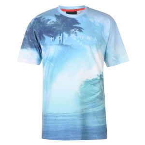 T-shirt personnalisé pour homme à sublimation, motif vague océanique, style plage tropicale, décontracté d'été, tricoté, 220 grammes, coupe oversize - Product Image 5