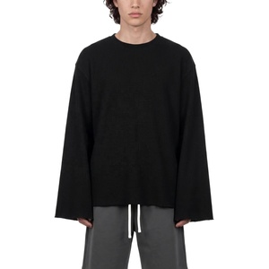 Custom Men's Oversized Long Sleeve T-<b>Shirt</b> Eco-Friendly Breathable 100% Cotton Streetwear Blank Plain <b>Tee</b> Wholesale OEM ODM - Product Image 2