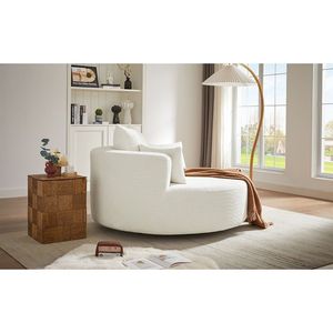 Poltrona Girevole a 360 Gradi con 3 Cuscini Rimovibili, Sedia Rotonda per Soggiorno, Camera da Letto, Ufficio - Product Image 3