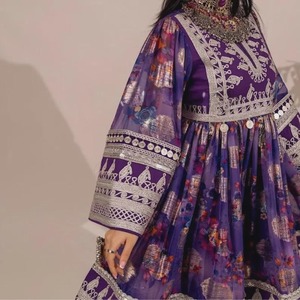 Purple Afghan Embroidered Women Casual Dress Ethnic Boho Maxi Dress Traditional Long Sleeve Outfit - Product Image 6