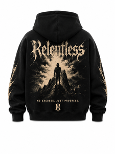 Sweat à capuche en molleton 100 % coton pour homme Relentless, couleurs personnalisées, broderie 3D, design imprimé, coupe classique, vêtements décontractés d'hiver - Product Image 3