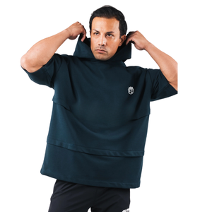 Sweat à capuche oversize à manches courtes pour homme, en mélange de coton, style streetwear décontracté, idéal pour la gym et l'entraînement, personnalisable, vente en gros OEM - Product Image 2