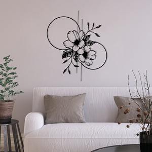 Décoration murale géométrique moderne en métal, motif floral, faite à la main, style minimaliste, idéale pour le salon, la chambre, le bureau et les espaces créatifs - Product Image 1