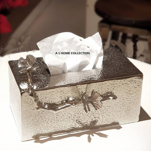 Boîte à mouchoirs tendance pour la maison et l'hôtel, en aluminium de haute qualité avec un design floral, porte-mouchoirs en papier - Product Image 6