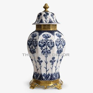 Round Shape Blue & White Enamel Color Aluminum Metal With Lids Decorative Storage Ginger Jar Use Food Fruit At Wholesale Price - Product Image 4