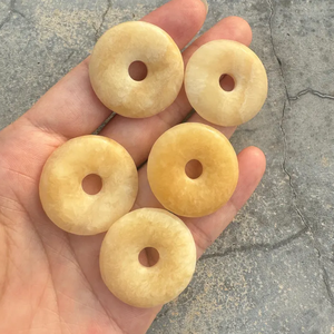 Donuts de Cristal Natural, Calcita Amarilla, Piedra de Cristal, Gema, Piedra de Cristal Reiki, Gemas Curativas, Donuts de Ágata - Product Image 2