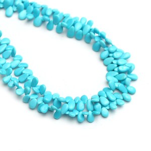 Perles de poire lisses en turquoise Sleeping Beauty Arizona 4x6-5x7mm, brin de pierres précieuses naturelles de 8 pouces pour la fabrication de bijoux en gros - Product Image 2