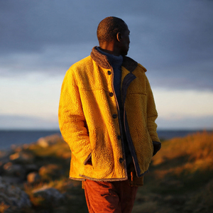 Veste polaire surdimensionnée pour homme, vestes polaires d'automne et d'hiver, nouvelles vestes polaires épaisses et chaudes de couleur unie - Product Image 1