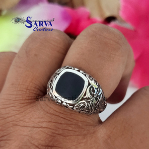 Anillo de Plata 925 para Hombre con Piedra de Ónix, Diseño Vintage en Forma de Escudo, Engaste de Circonita, para Bodas, Fiestas y Uso Diario - Product Image 3