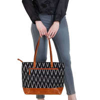 Tas Kanvas Bunga Vintage Tas Bahu Retro Penutup Ritsleting Kapasitas Besar untuk Perjalanan Belanja