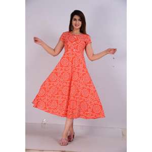 AARTI FASHION Traje Salwar Casual de Verano Transpirable Diseño Sencillo Cuello Redondo Manga Corta Cintura Natural Silueta en A Tejido - Product Image 3