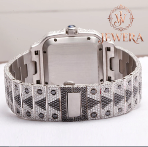 Montre en acier inoxydable argenté avec diamants Moissanite, un best-seller, un objet de luxe indispensable pour les collectionneurs de montres - Product Image 3