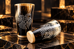 Taza Decorativa Negra y Dorada con Diseño Tradicional Chino de Aves para Uso en el Hogar o Bar - Product Image 4
