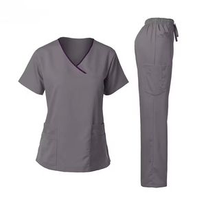 Breathable Knitted Cotton Polyester Unisex Nursing Scrubs Uniform <b>Set</b> for Hospital Staff with Custom Logo - Product Image 4